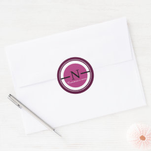 Monogram Initial N Purple Circle Classic Round Sti Sticker