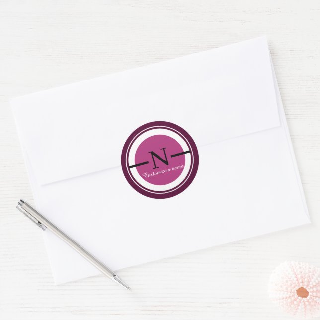 Monogram Initial N Purple Circle Classic Round Sti Sticker (Envelope)