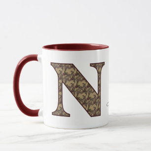 Monogram Initial N Vintage Floral Personalised Mug
