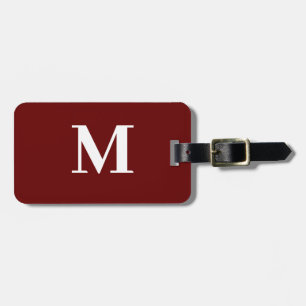 Monogram Initial Name Burgundy Red Gift Favour Luggage Tag