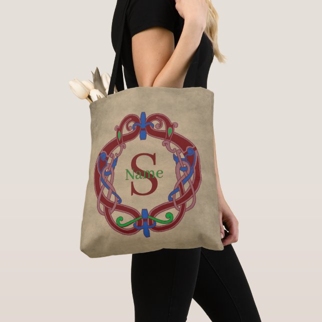 Monogram Initial Name Celtic Design Personalised Tote Bag (Close Up)