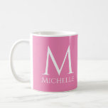 Monogram Initial Name Customisable Pink Template Coffee Mug<br><div class="desc">Custom Monogram Initial Pink Modern Elegant Template Classic Coffee Mug.</div>