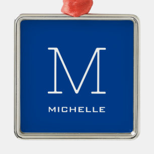 Monogram Initial Name Deep Blue Unique Minimalist Metal Tree Decoration