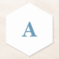 Monogram Initial Name Dusty Blue White Simple Cute