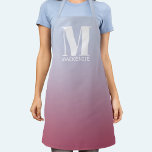 Monogram Initial Name Gradient Pink Blue Apron<br><div class="desc">Modern typography pink blue gradient minimalist monogram initial name design which can be changed to personalise.</div>