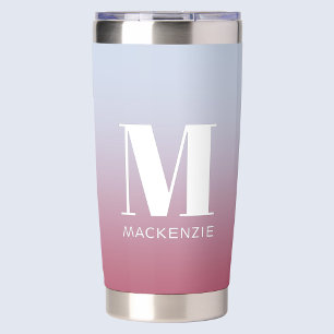 Monogram Initial Name Gradient Pink Blue Insulated Tumbler