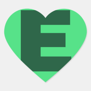 Monogram Initial name green letter alphabet e Heart Sticker