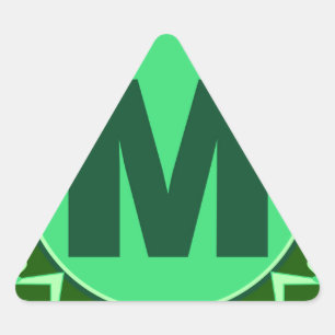 Monogram Initial name green letter alphabet m Triangle Sticker
