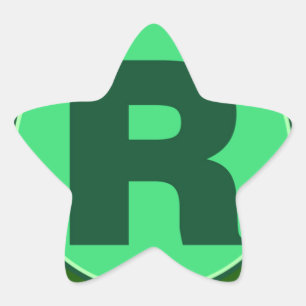 Monogram Initial name green letter alphabet r Star Sticker
