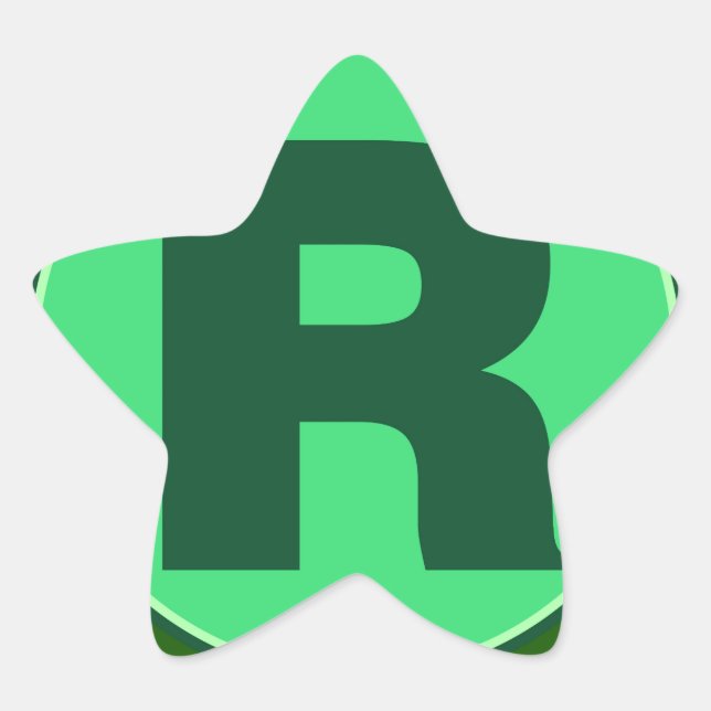 Monogram Initial name green letter alphabet r Star Sticker (Front)