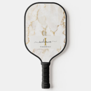 Monogram Initial Name Marble Script Pickleball Paddle