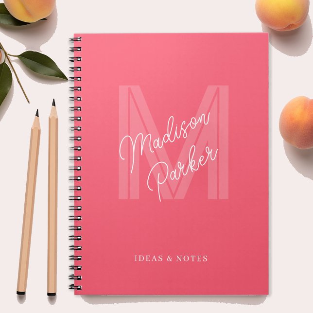 Monogram initial name pink personalised notebook (Creator Uploaded)