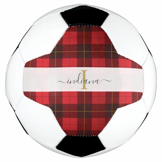 Monogram  Initial Name Plaid Tartan Wallace Football (Front)