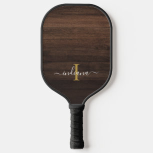 Monogram Initial Name Rustic Feminine Pickleball Paddle