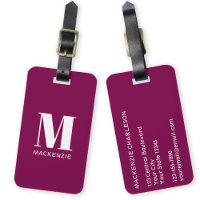 Monogram Initial Name Simple Burgundy Pink