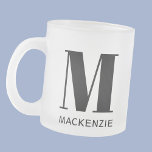 Monogram Initial Name Simple Frosted Glass Coffee Mug<br><div class="desc">Modern typography minimalist monogram initial name design which can be changed to personalise.</div>