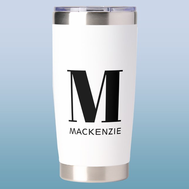 Monogram Initial Name Simple Insulated Tumbler (Modern monogram initial personalized insulated tumbler)