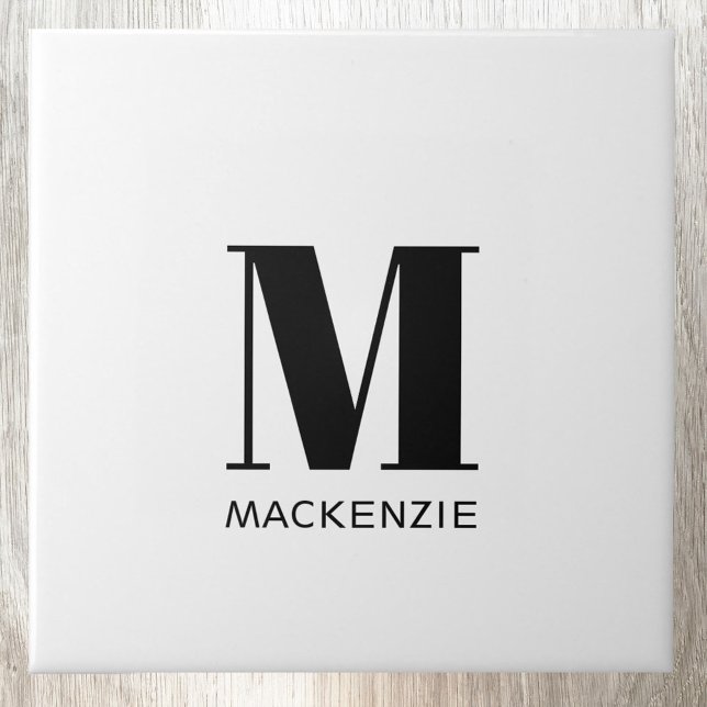 Monogram Initial Name Simple Tile (Simple monogram initial name personalized ceramic tile)