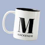 Monogram Initial Name Simple Two-Tone Coffee Mug<br><div class="desc">Modern typography minimalist monogram initial name design which can be changed to personalise.</div>