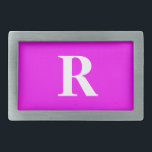 Monogram Initial Name Template Purple White Cute Belt Buckle<br><div class="desc">Monogrammed initial text template designed with attractive purple colour background and solid white colour text. You can change both the colours if you wish.</div>