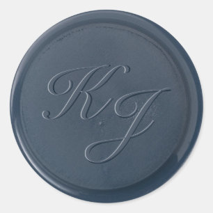 Monogram Initial Navy Blue Wax Seal Sticker