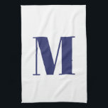 Monogram initial navy blue white modern elegant tea towel<br><div class="desc">Monogram initial navy blue and white modern elegant kitchen towel</div>