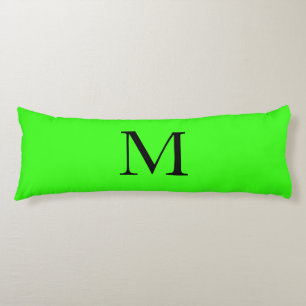 Monogram Initial Neon Green Colorful Bright Gift Body Cushion