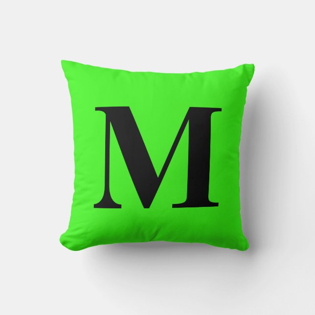 Monogram Initial Neon Green Gift Colourful Bright  Cushion (Front)