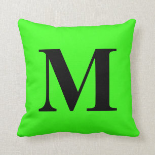 Monogram Initial Neon Green Gift Colourful Bright Cushion