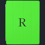 Monogram Initial Neon Green Solid Color Cool iPad Cover<br><div class="desc">Designed with text template for monogram initial and elegant solid color neon green background</div>