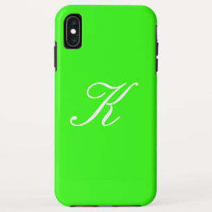 Monogram Initial Neon Green Solid Colour iPhone XS Max Case