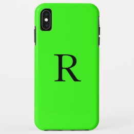 Monogram Initial Neon Green Solid Colour Cool iPhone XS Max Case