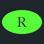 Monogram Initial Neon Green Solid Colour Cool Oval Sticker<br><div class="desc">Designed with text template for monogram initial and elegant solid colour neon green background</div>