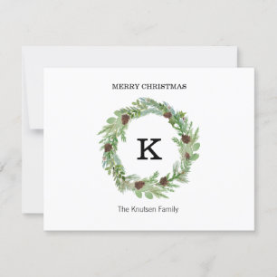 Monogram Initial No Photo Christmas Cards