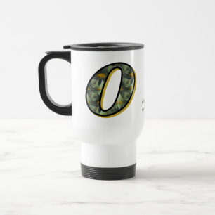 Monogram Initial O Daisies Floral Art Personalized Travel Mug