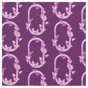Monogram initial O purple orchid floral watercolor Fabric