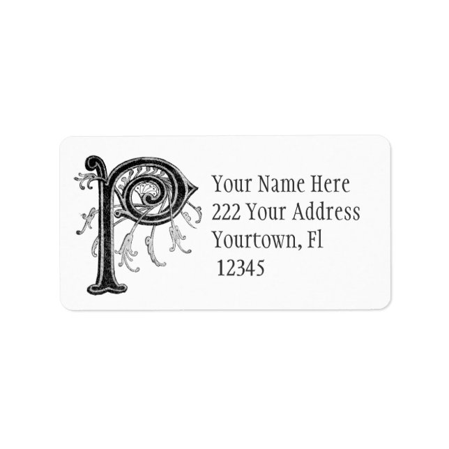 Monogram Initial P Address Label (Front)