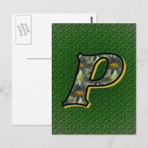 Monogram Initial P Daisies Flower Art Postcard