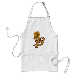 Monogram Initial P Elegant Gold Peony Flower Standard Apron