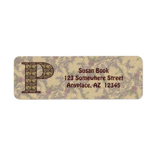 Monogram Initial P Vintage Floral Return Address