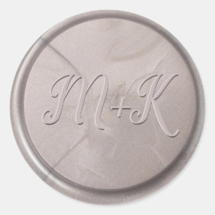 Monogram Initial Pearl Gray Wax Seal Sticker