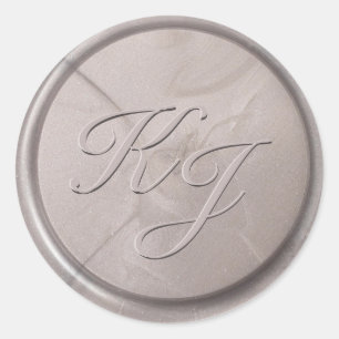 Monogram Initial Pearl Grey Wax Seal Sticker