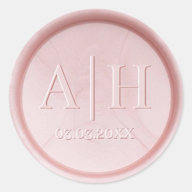Monogram Initial Pearl Pink Wax Seal Sticker (Front)