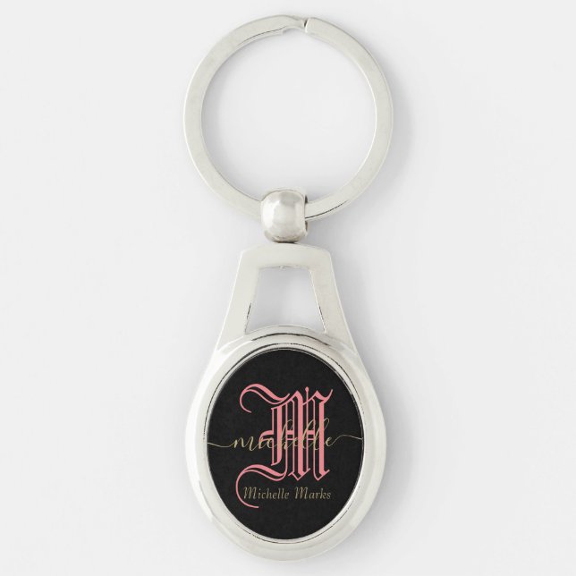 monogram initial personalised business name key ring (Front)