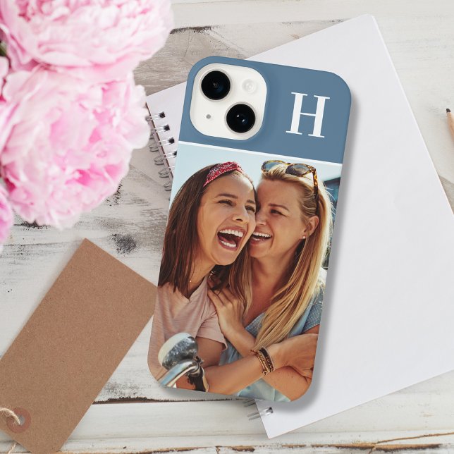 Monogram Initial Photograph Modern iPhone Case (Creator Uploaded)