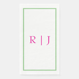 Monogram Initial Pink And Green Sage Green Wedding Napkin