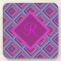 Monogram Initial Pink Purple Diamond Pattern Girly