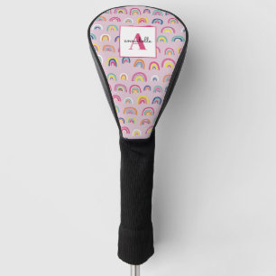 Monogram Initial Pink Rainbow Golf Head Cover
