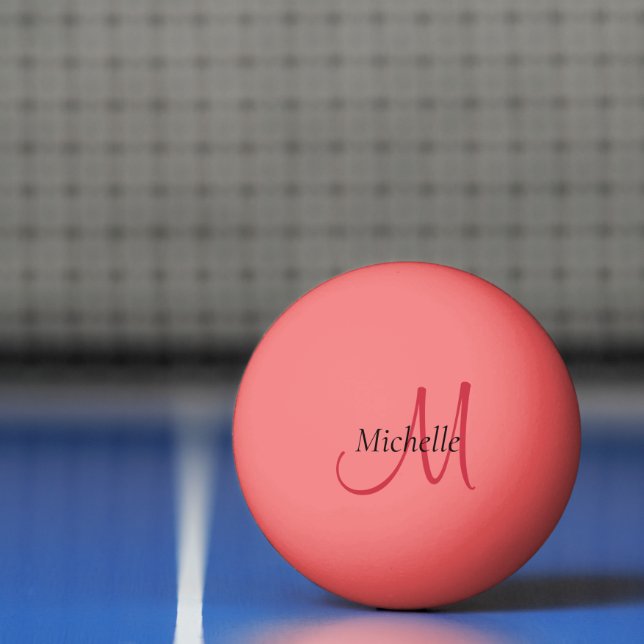 Monogram Initial Pink Trendy Modern Template Ping Pong Ball (Net)