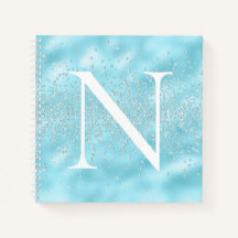 Monogram Initial Powder Blue Sparkles Bling